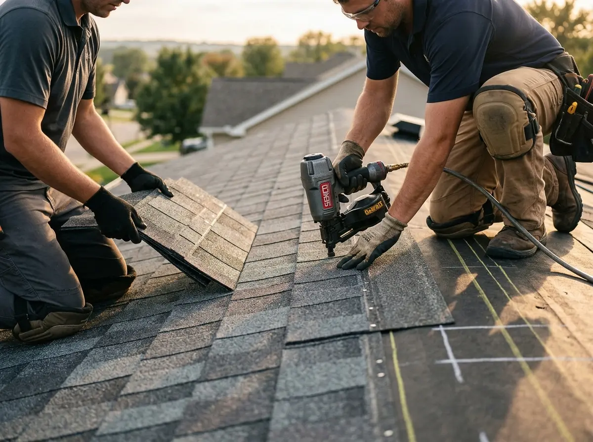 Professional roofer working on a residential roof in Sierra Vista Southeast